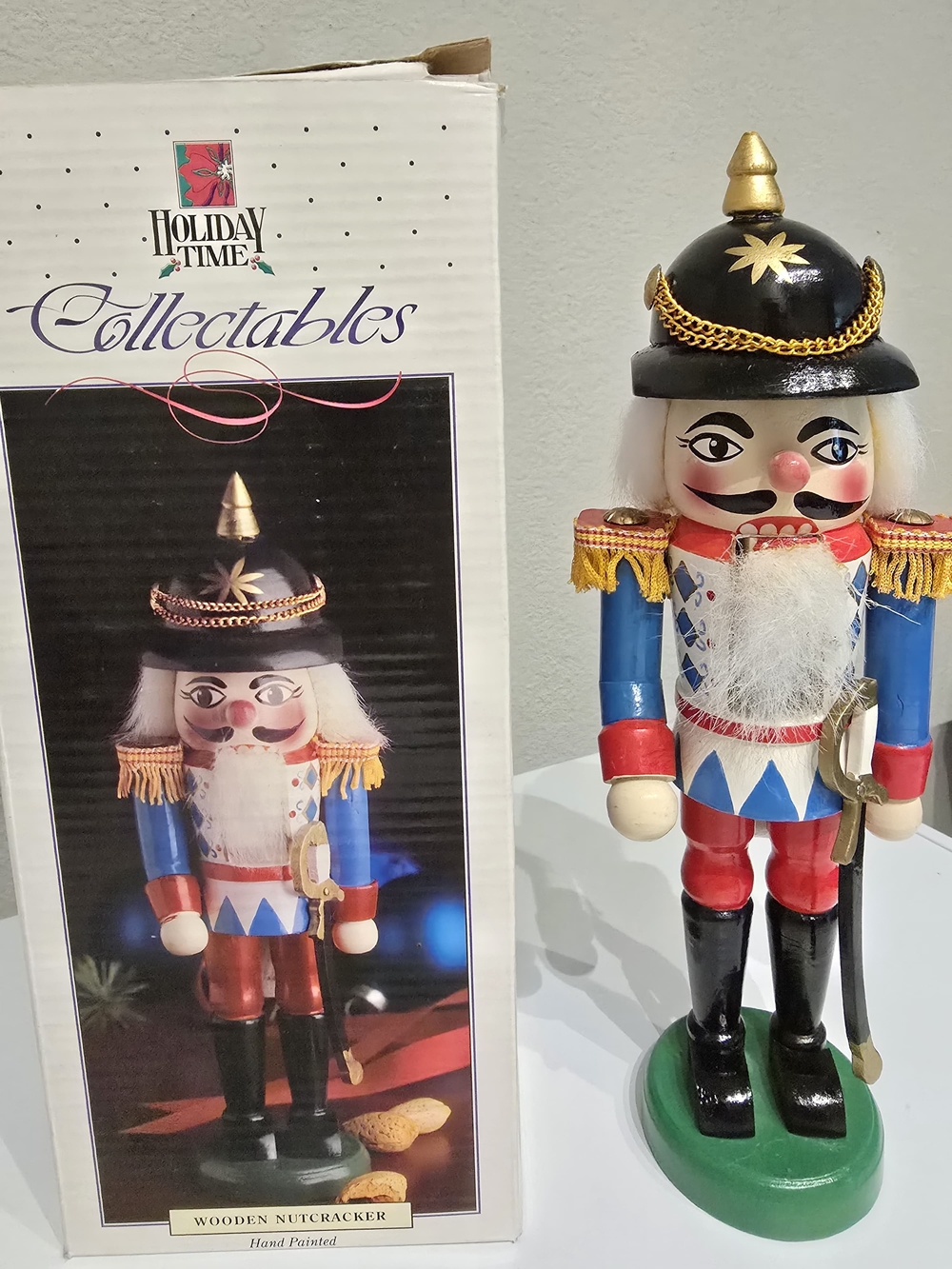 Holiday Time Red, Blue & Black Wooden Nutcracker Soldier Figurine